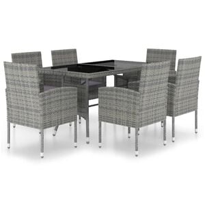 vidaXL 7 Piece Garden Dining Set Poly Rattan Anthracite & Grey