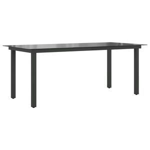 vidaXL Garden Dining Table | Black | Aluminium and Glass | 190 x 90 cm | Durable
