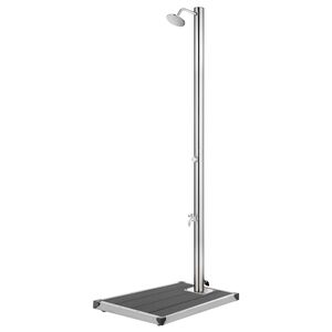 vidaXL Garden Shower | Grey, Silver | Stainless Steel, WPC | Extra Tall