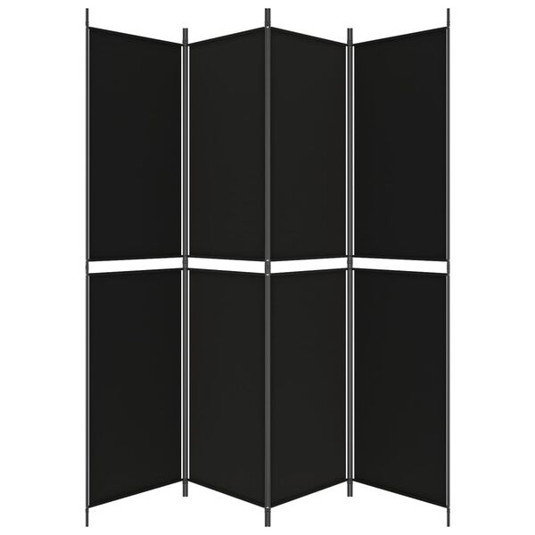 vidaXL 4-Panel Room Divider Black 200x220 cm Fabric