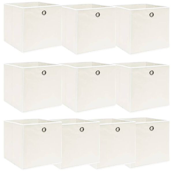 vidaXL Storage Boxes 10 pcs White 32x32x32 cm Fabric