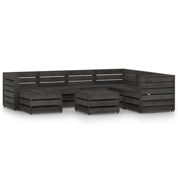 vidaXL 8 Piece Garden Lounge Set Grey Impregnated Pinewood