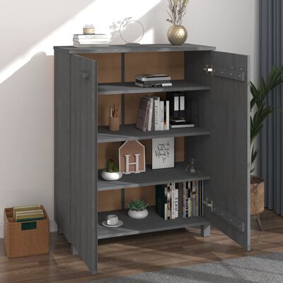 vidaXL Shoe Cabinet HAMAR Dark Grey 85x40x108 cm Solid Wood Pine