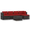 vidaXL 6 Piece Garden Lounge Set with Cushions Grey Impregnated Wood