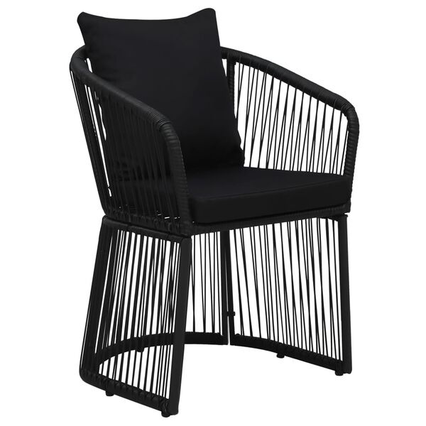 vidaXL Garden Chairs 2 pcs with Cushions and Pillows PVC Rattan Black