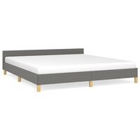 vidaXL Bed Frame with Headboard Dark Grey 183x203 cm King Size Fabric