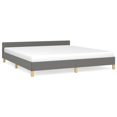 vidaXL Bed Frame with Headboard Dark Grey 183x203 cm King Size Fabric