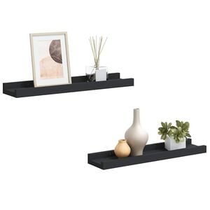 vidaXL Picture Frame Ledge Shelves 2 pcs Black 40x9x3 cm MDF