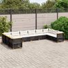 vidaXL 10 Piece Garden Sofa Set with Cushions Black Poly Rattan