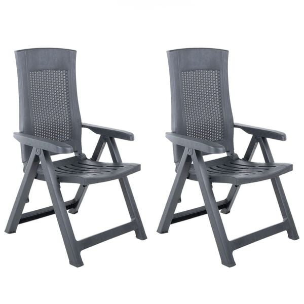 vidaXL Garden Reclining Chairs 2 pcs Plastic Anthracite