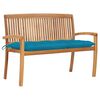vidaXL Stacking Garden Bench with Cushion 128,5 cm Solid Teak Wood