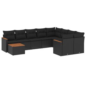 vidaXL Garden Sofa Set | Black | PE Rattan | Large |  Adjustable Feet