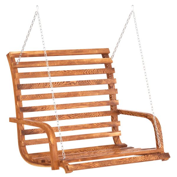 vidaXL Swing Bench Solid Wood Spruce with Teak Finish