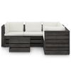 vidaXL 6 Piece Garden Lounge Set with Cushions Grey Impregnated Wood