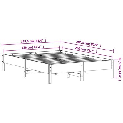 vidaXL Bed Frame without Mattress White 120x200 cm Solid Wood Pine