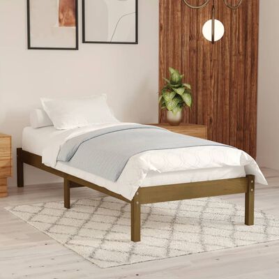 vidaXL Bed Frame without Mattress Honey Brown Solid Wood 90x200 cm