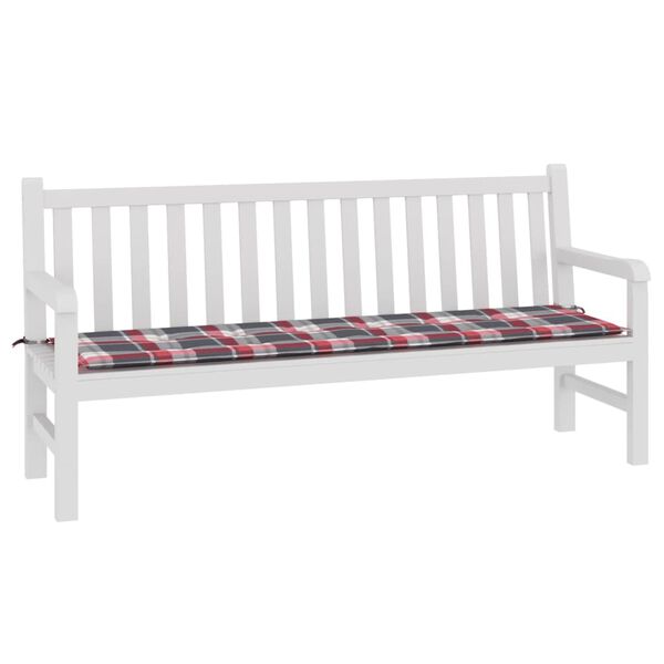 vidaXL Garden Bench Cushion Red Check Pattern 180x50x3cm Oxford Fabric