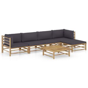 vidaXL Garden Lounge Set | Dark Grey, Bamboo | Bamboo, Polyester | Medium