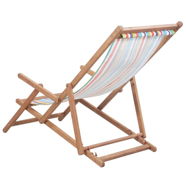 vidaXL Folding Beach Chair Fabric and Wooden Frame Multicolour