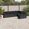 vidaXL 9 Piece Garden Sofa Set with Cushions Black Poly Rattan
