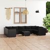 vidaXL 10 Piece Garden Lounge Set with Cushions Poly Rattan Black
