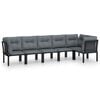 vidaXL 6 Piece Garden Lounge Set Black and Grey Poly Rattan