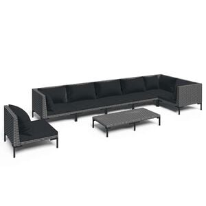 vidaXL 8 Piece Garden Lounge Set with Cushions Poly Rattan Dark Grey