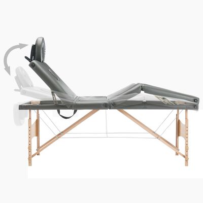 vidaXL Massage Table with 4 Zones Wooden Frame Anthracite 186x68 cm