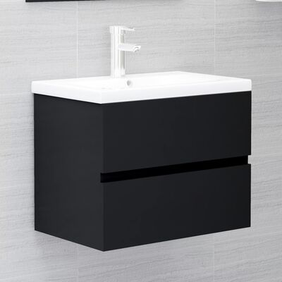 vidaXL Sink Cabinet Black 60x38.5x45 cm Engineered Wood