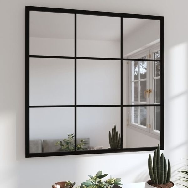 vidaXL Wall Mirror Black 60x60 cm Metal