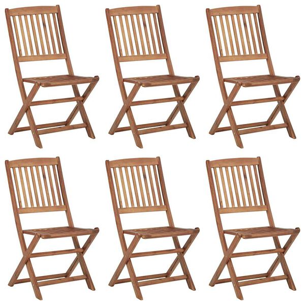 vidaXL Folding Garden Chairs 6 pcs with Cushions Solid Wood Acacia