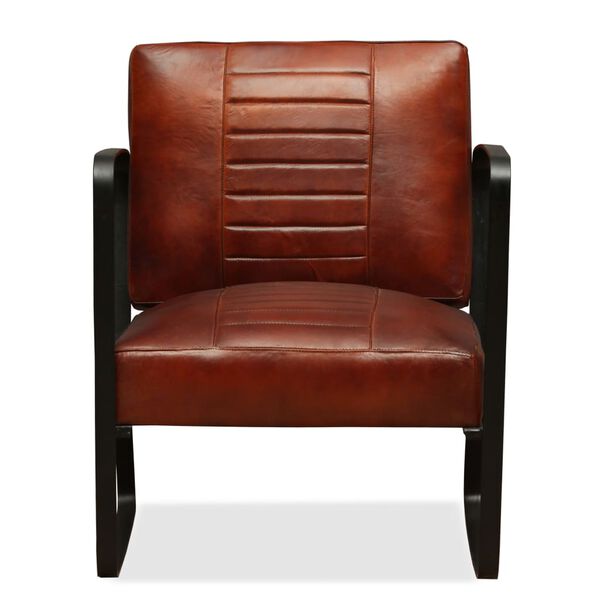 vidaXL Lounge Chair Brown Genuine Leather