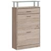vidaXL Shoe Cabinet with a Drawer and a Top Glass Shelf Wood Oak Look