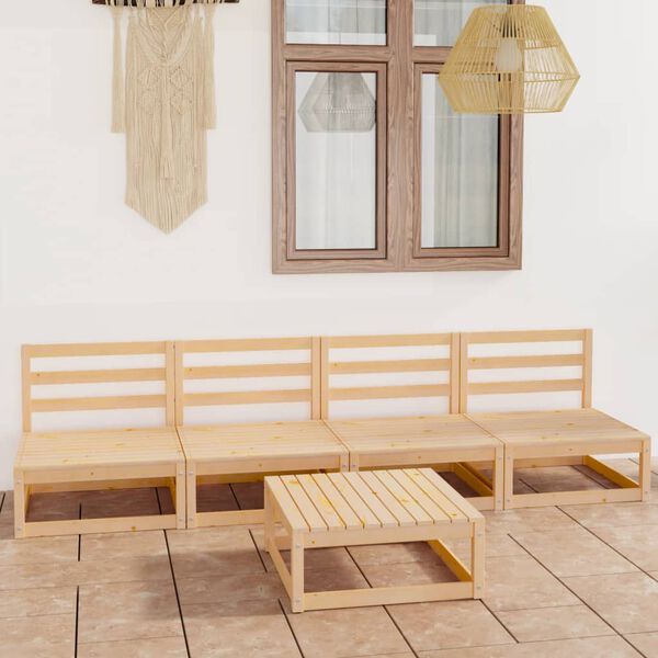 vidaXL 5 Piece Garden Lounge Set Solid Wood Pine