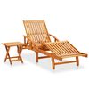 vidaXL Garden Sun Lounger with Table and Cushion Solid Acacia Wood