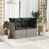 vidaXL Garden Sofa with Cushions 2-Seater Grey Poly Rattan