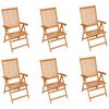 vidaXL Garden Chairs 6 pcs with Grey Cushions Solid Teak Wood