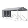 vidaXL Outdoor Dog Kennel with Roof Silver 2x10x2.5 m Galvanised Steel