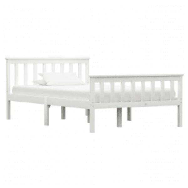vidaXL Bed Frame without Mattress White Solid Pinewood 120x200 cm