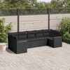 vidaXL 7 Piece Garden Sofa Set with Cushions Black Poly Rattan