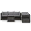vidaXL 6 Piece Garden Lounge Set with Cushions Grey Impregnated Wood
