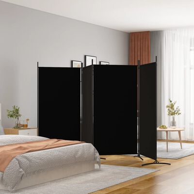vidaXL 4-Panel Room Divider Black 346x180 cm Fabric