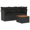 vidaXL 4 Piece Garden Sofa Set with Cushions Black Poly Rattan