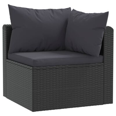 vidaXL 3 Piece Garden Sofa Set with Cushions Poly Rattan Black