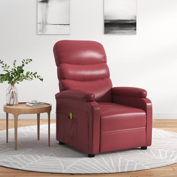 vidaXL Massage Chair Wine Red Faux Leather