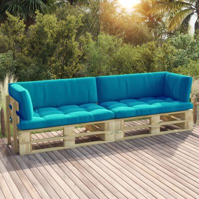 vidaXL 2-Seater Pallet Sofa with Cushions Green Impregnated Pinewood