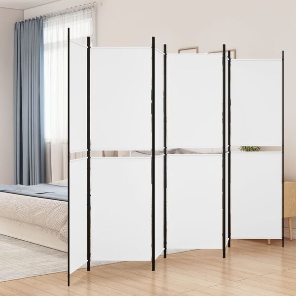 vidaXL 6-Panel Room Divider White 300x200 cm Fabric