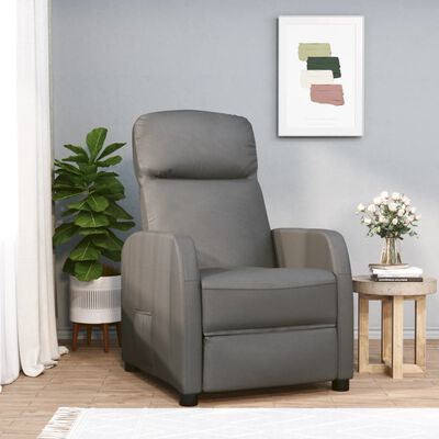 vidaXL Recliner Chair Anthracite Grey Faux Leather