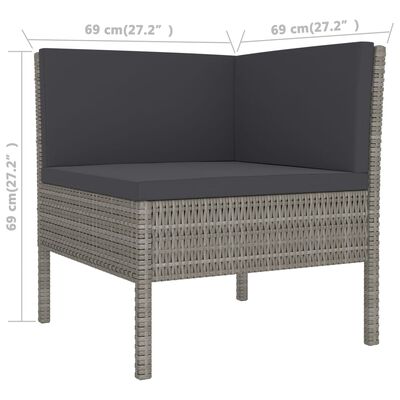 vidaXL 10 Piece Garden Lounge Set with Cushions Poly Rattan Grey