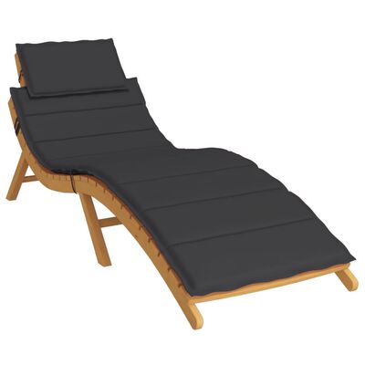 vidaXL Sun Lounger Cushion Black 186x58x3cm Oxford Fabric